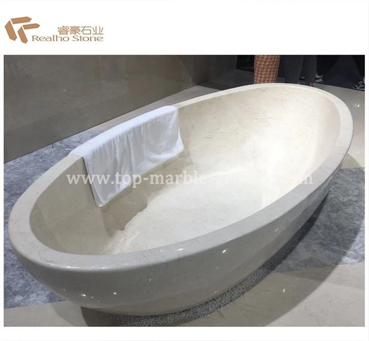 cream marble bathtub